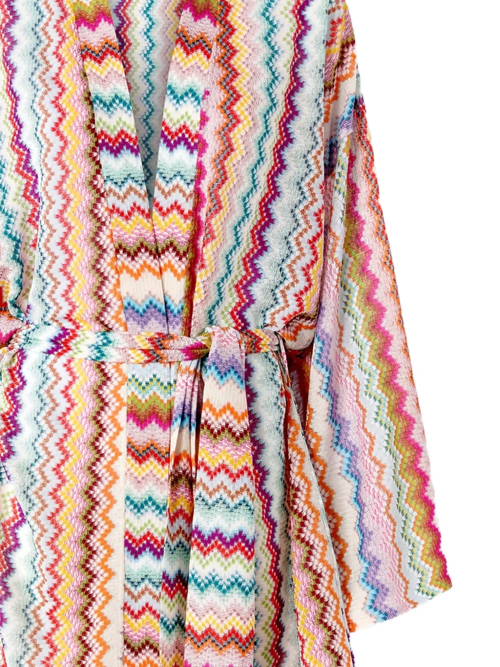 Missoni Strandtuniek met zigzag-patroon en ceintuur Wit