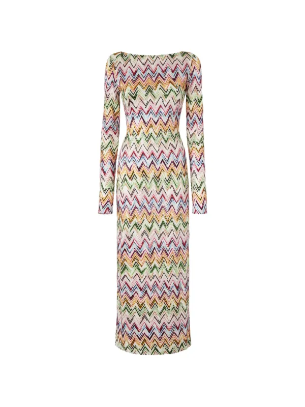 Missoni Zigzag long-sleeve Beach Dress | Neutrals | FARFETCH