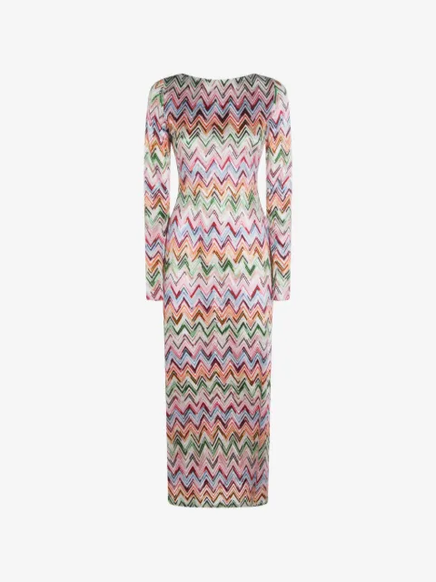 Missoni zigzag lace motif long-sleeved dress