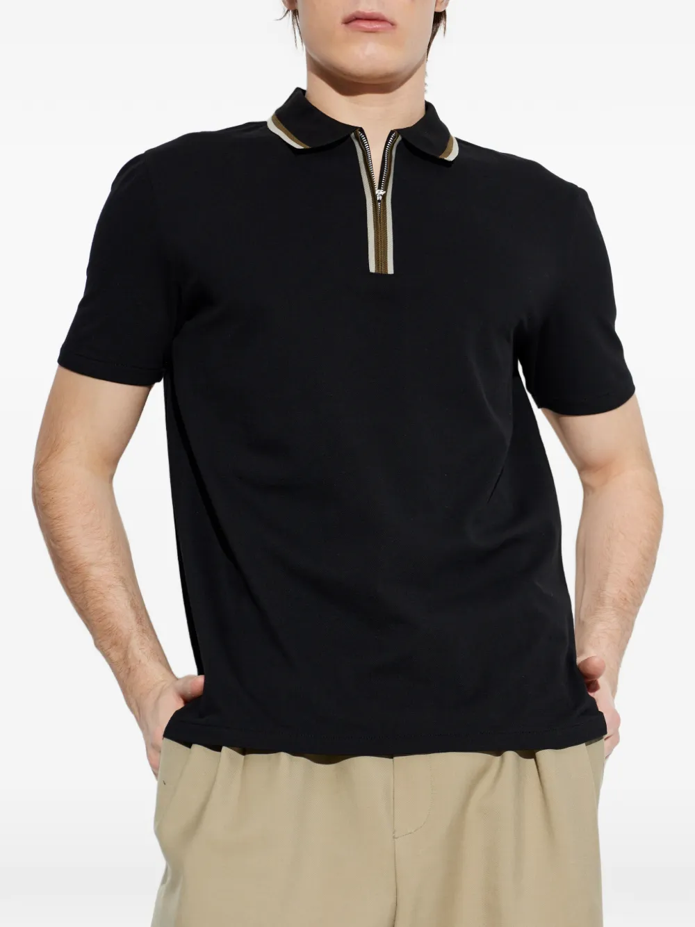 PS Paul Smith Poloshirt met halve rits Zwart