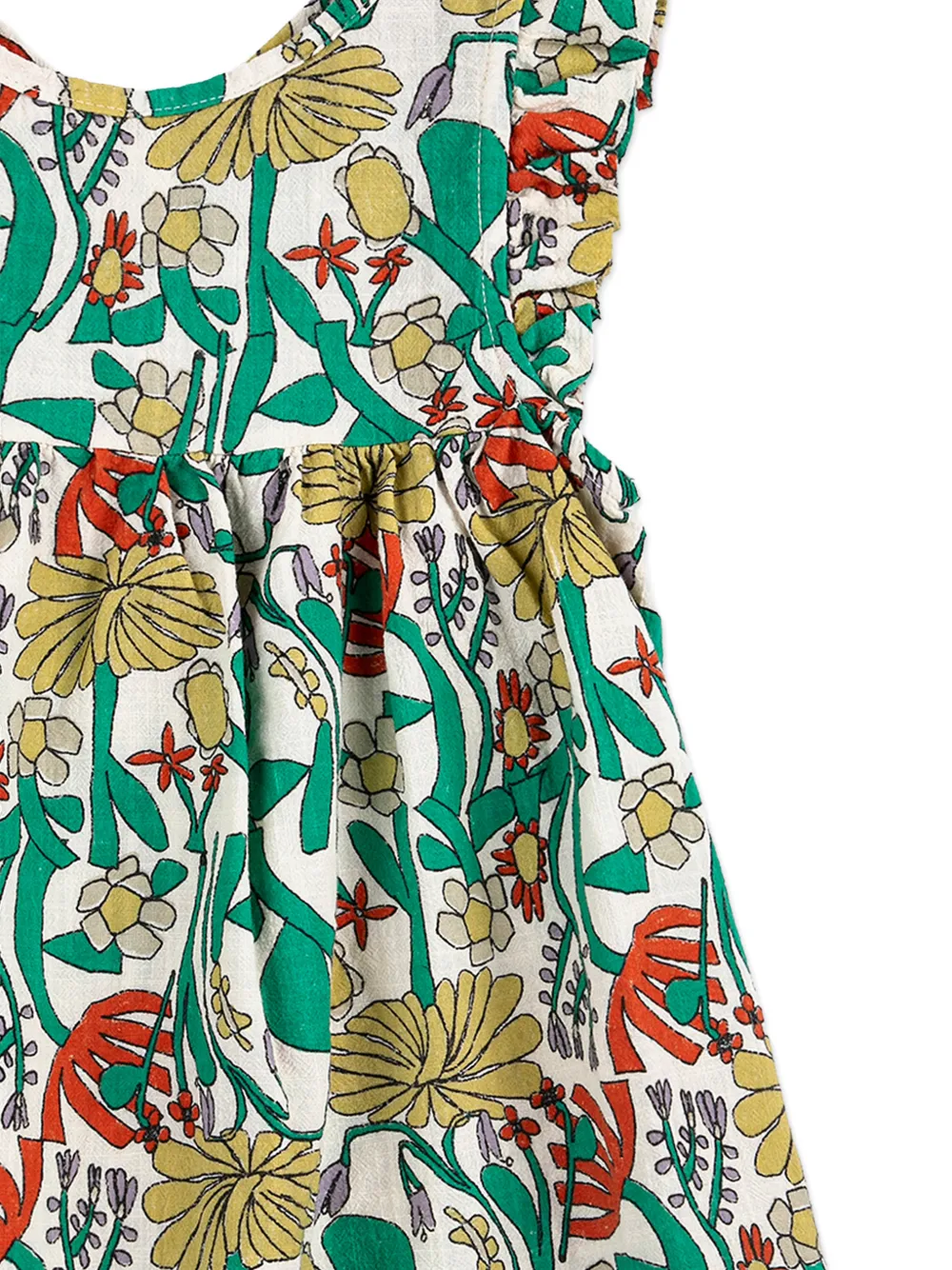 Bobo Choses Jurk met bloemenprint en ruches Wit