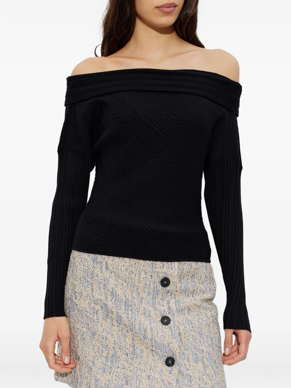 Iro Off-shoulder Sweater - Black 