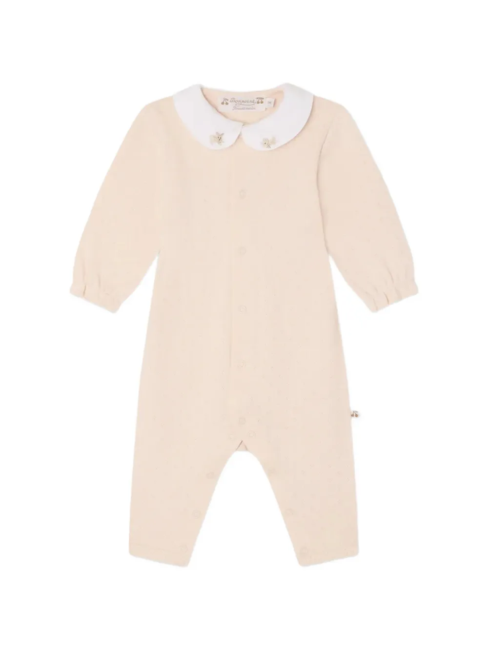 Bonpoint embroidered-collar babygrow - Nude