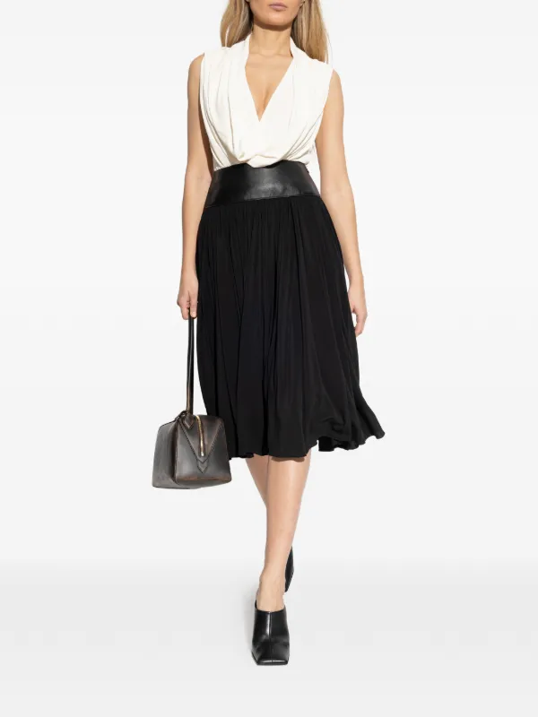 Alaïa Midi contrasting-waistband Skirt | Black | FARFETCH
