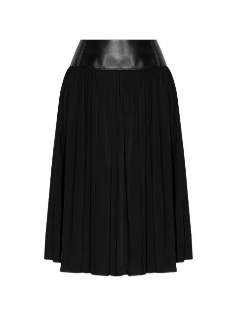 Alaïa pleated leather-belt midi skirt