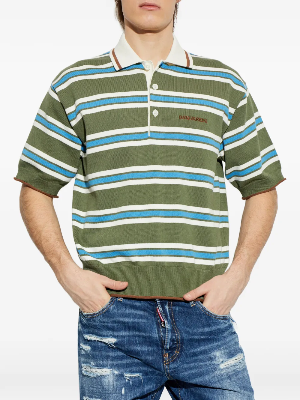  Dsquared2 Polo A Rayas - Verde 