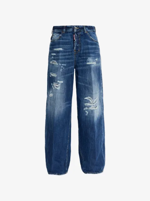 DSQUARED2 仿旧细节阔腿牛仔裤