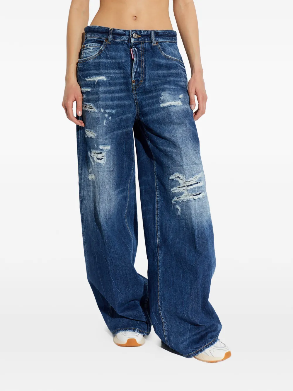  Dsquared2 Vaqueros Anchos Con Detalles Envejecidos - Azul 