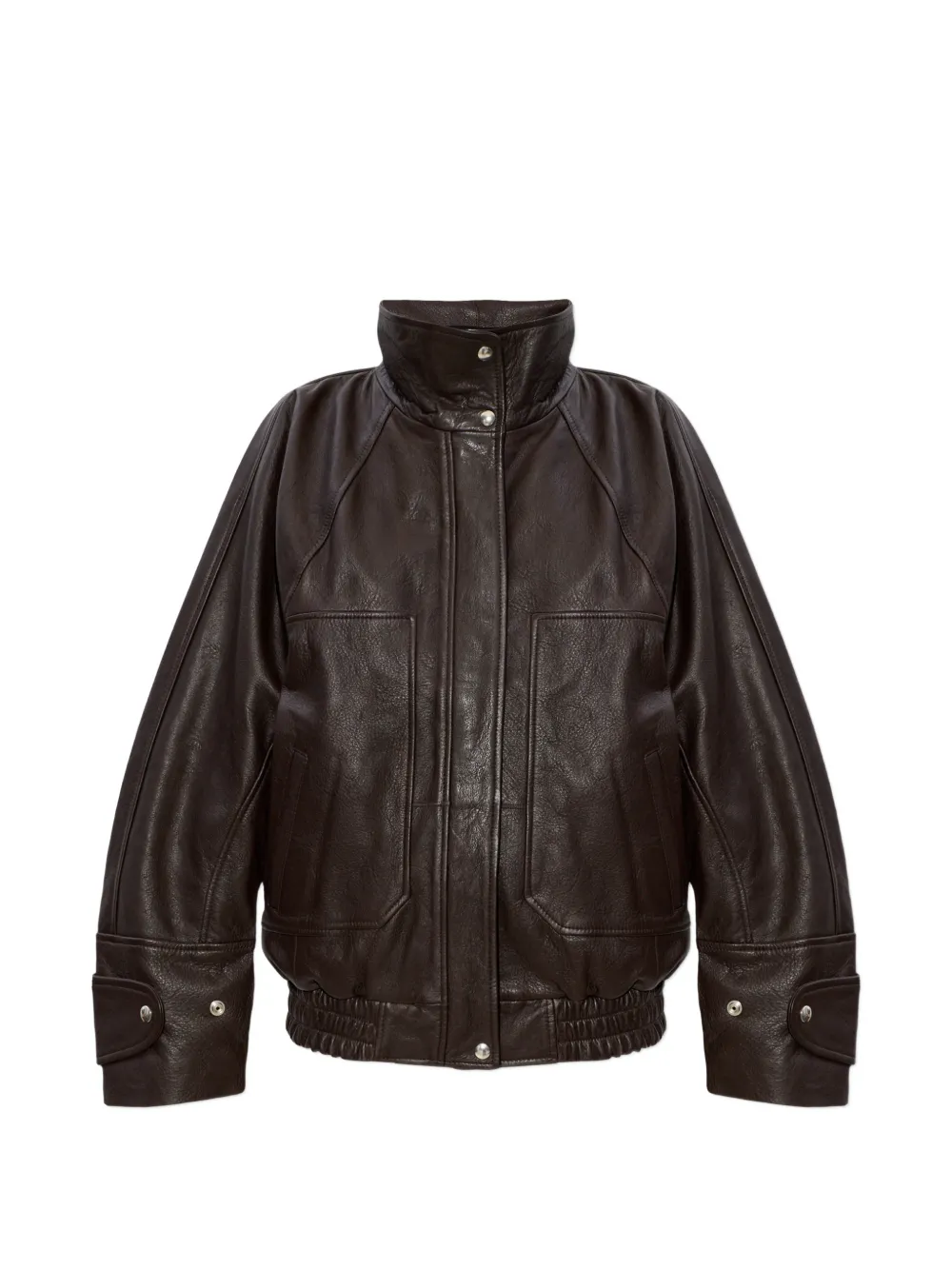 IRO stand-collar leather jacket - Marrone