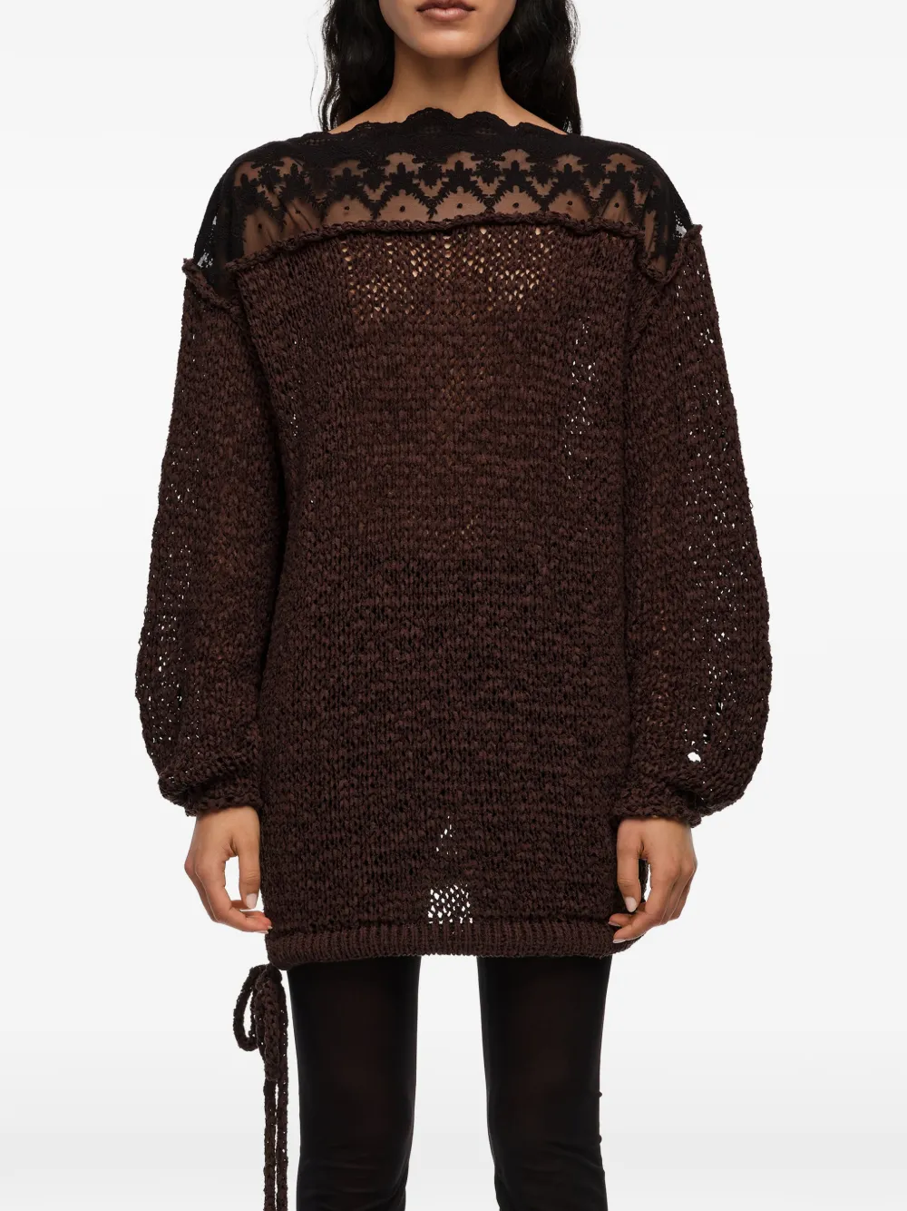 Bimba y Lola Trui met kanten detail Bruin