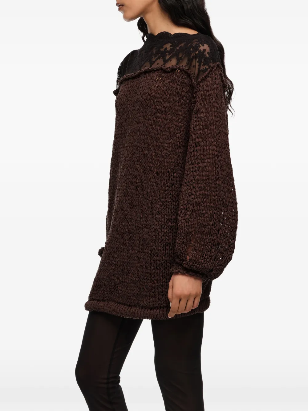 Bimba y Lola Trui met kanten detail Bruin