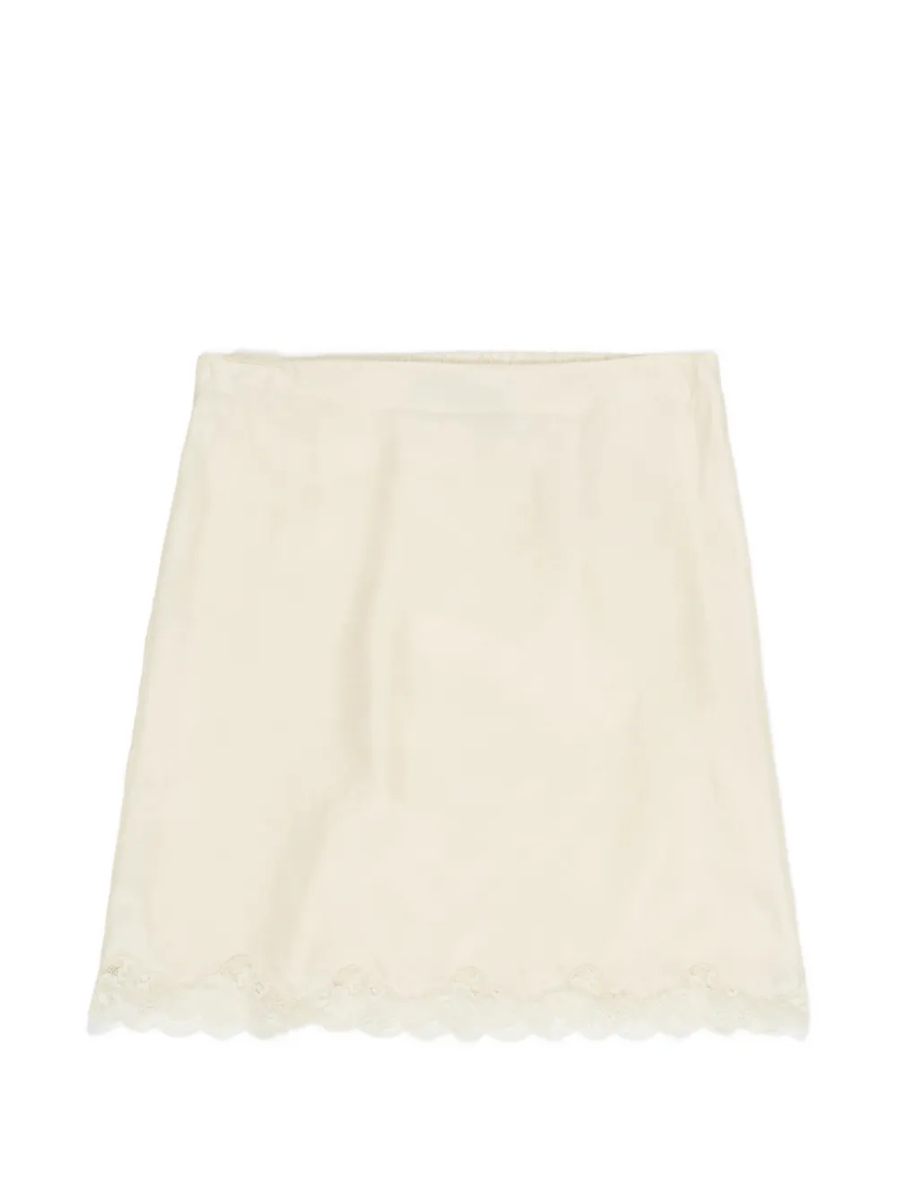 Bimba Y Lola Lace-hem Mini Skirt In Neutral