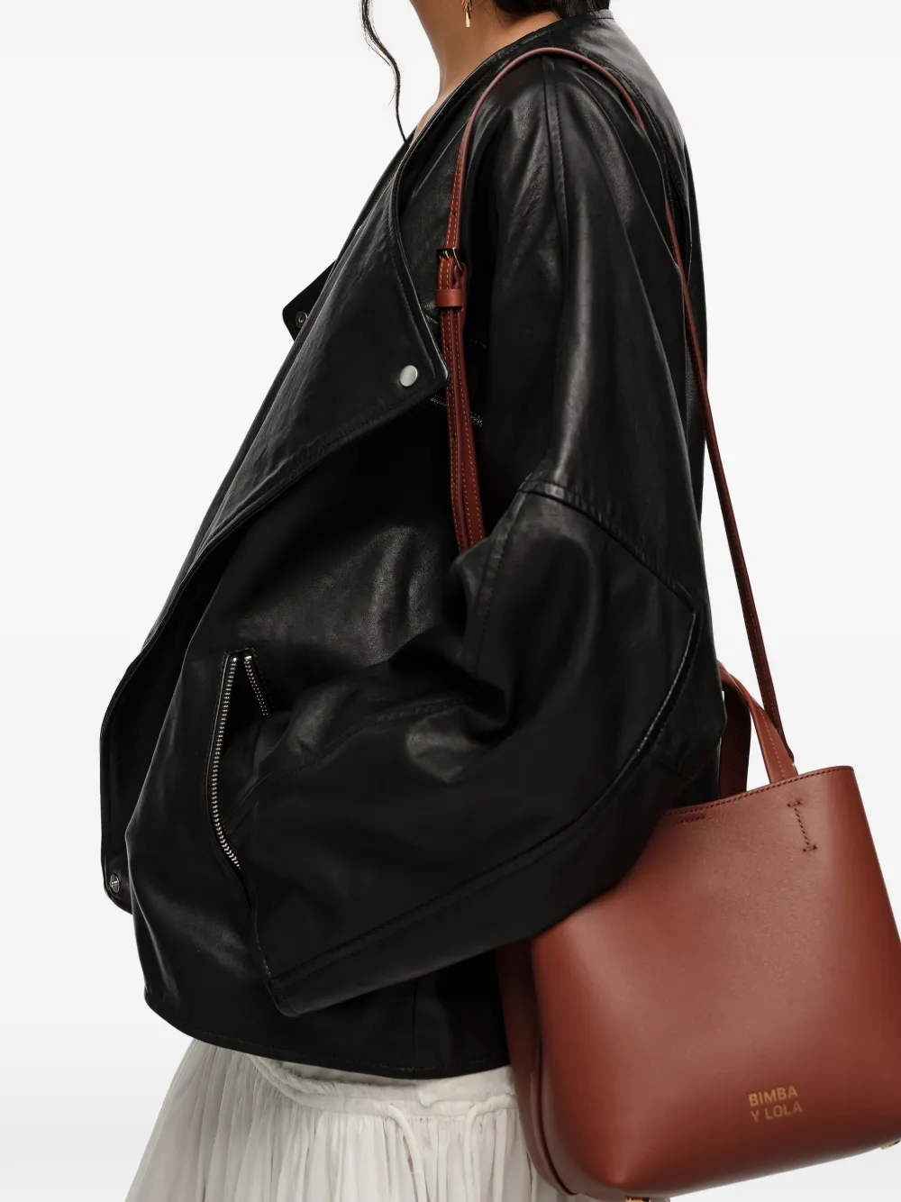  Bimba Y Lola Small Leather Tote Bag - Brown 