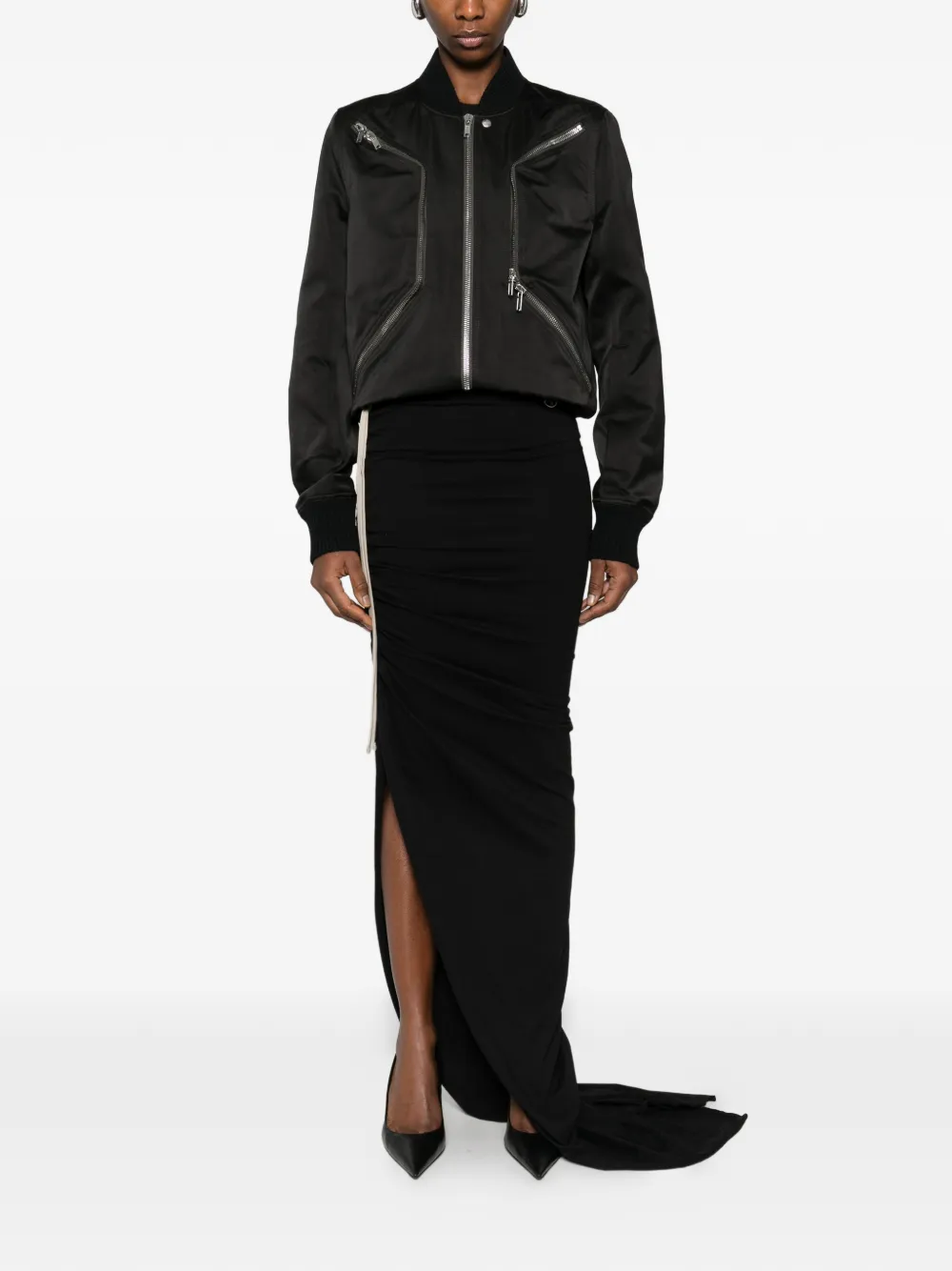 Moncler + Rick Owens Rok met split Zwart