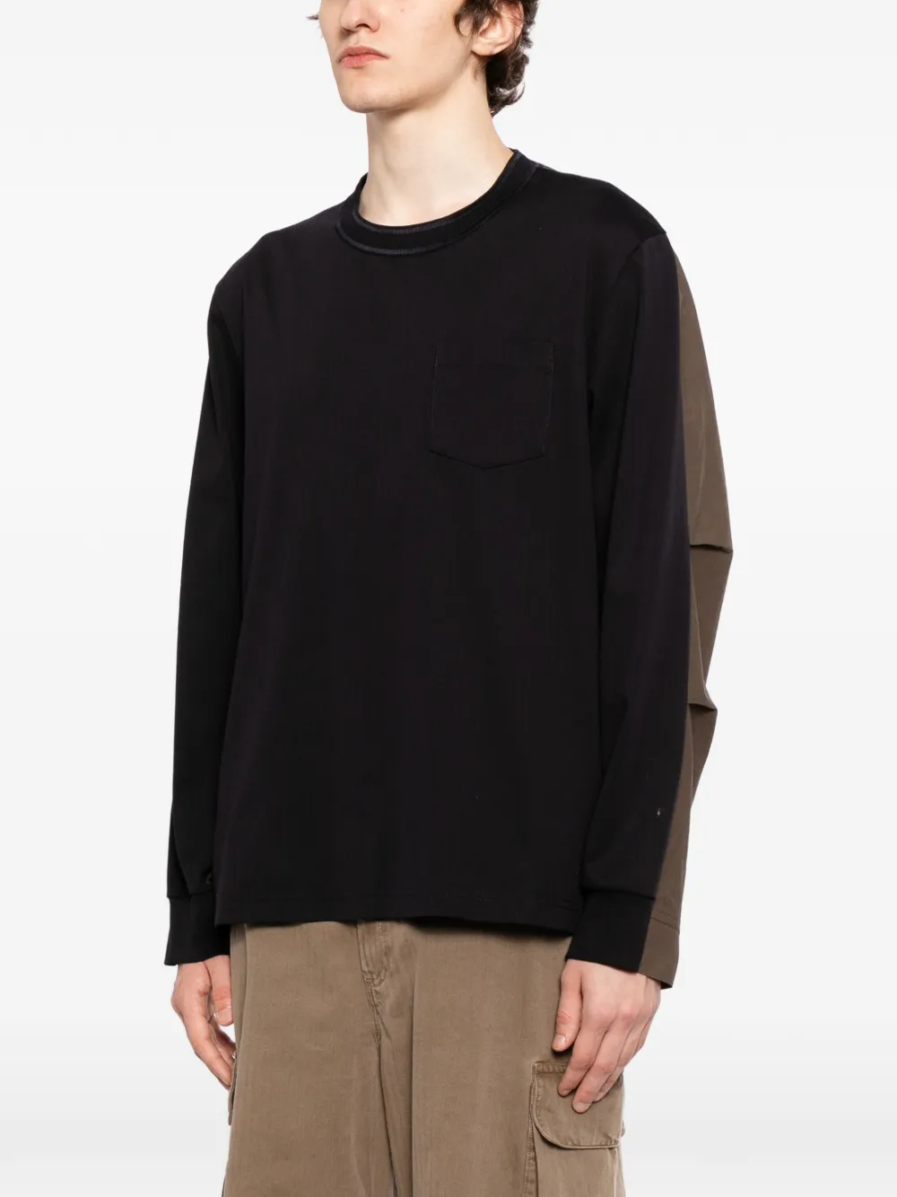 sacai T-shirt met colourblocking Blauw