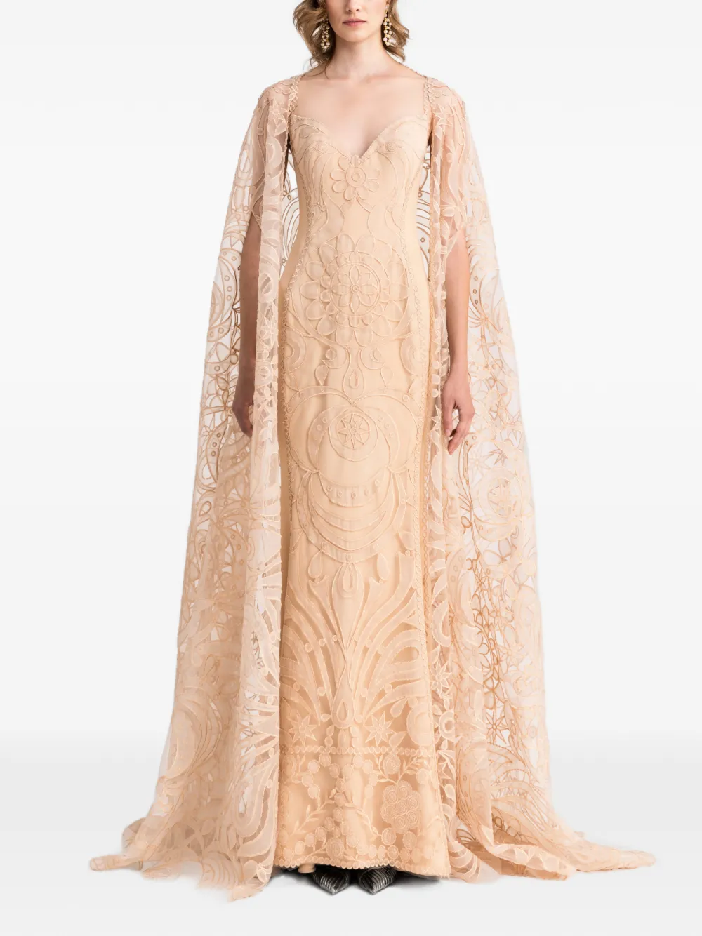 Gemy Maalouf Abito lungo con dettaglio mantella - Toni neutri