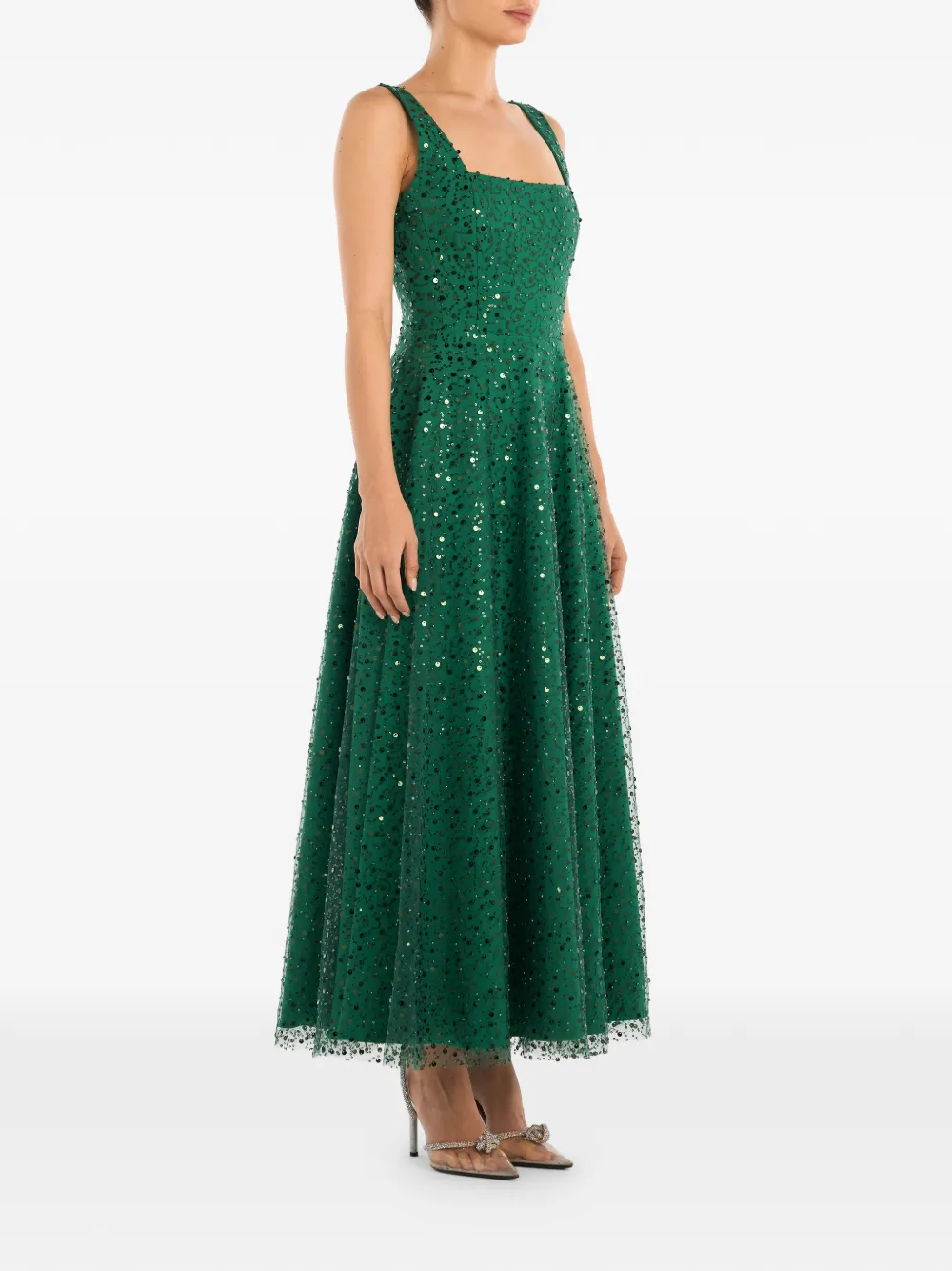  Post Meridiem Sequin-embellished Maxi Dress - Green 