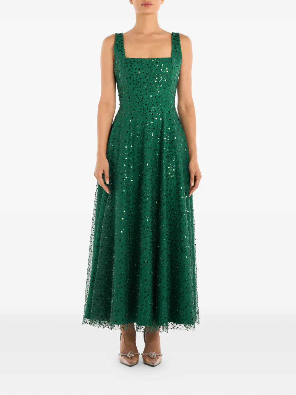  Post Meridiem Sequin-embellished Maxi Dress - Green 