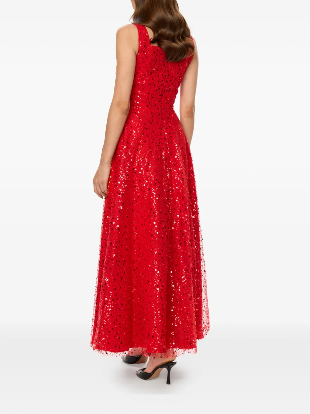 POST MERIDIEM Maxi-jurk verfraaid met pailletten Rood