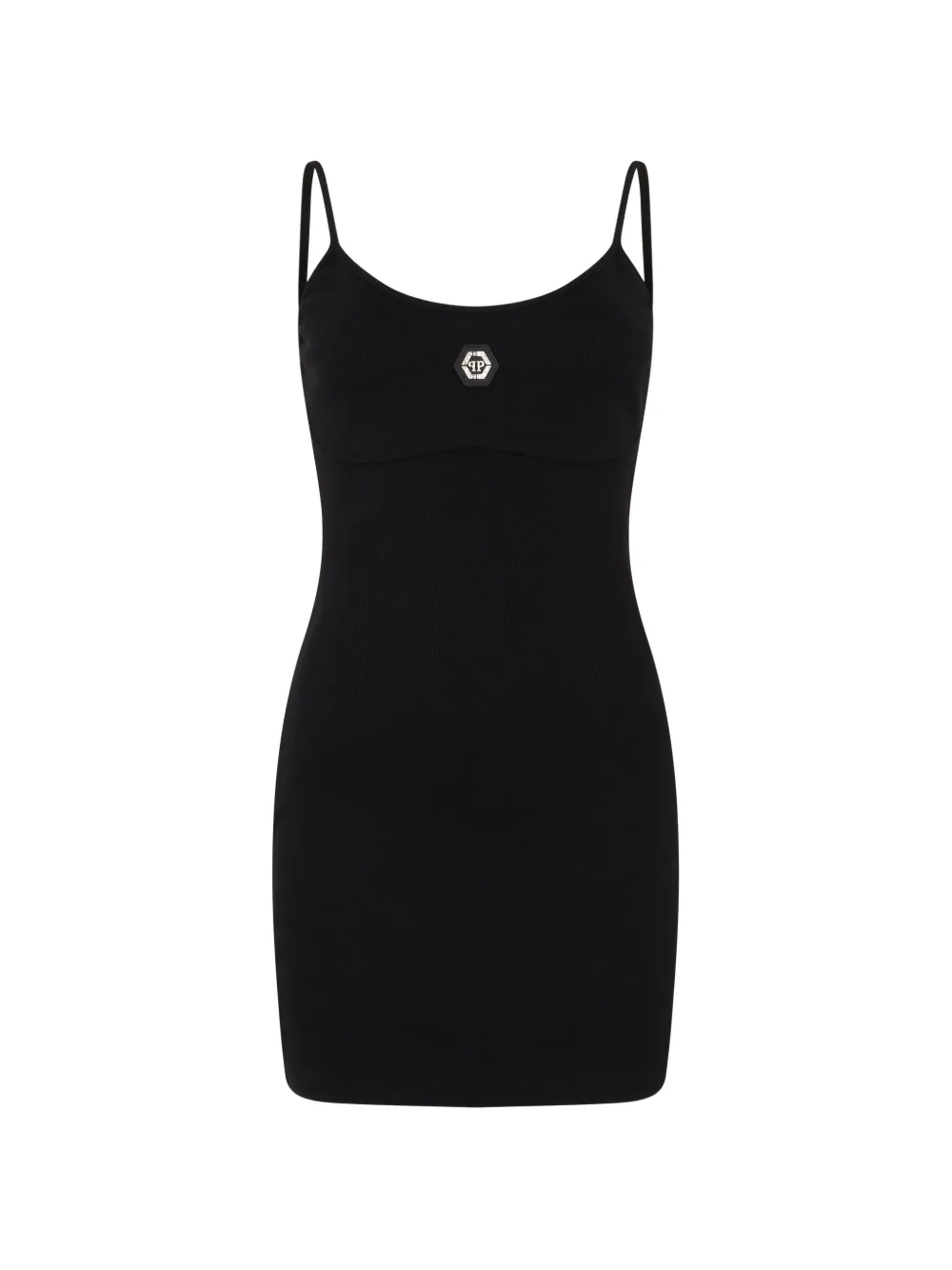 Philipp Plein Crystal Hexagon ribbed mini dress - Schwarz