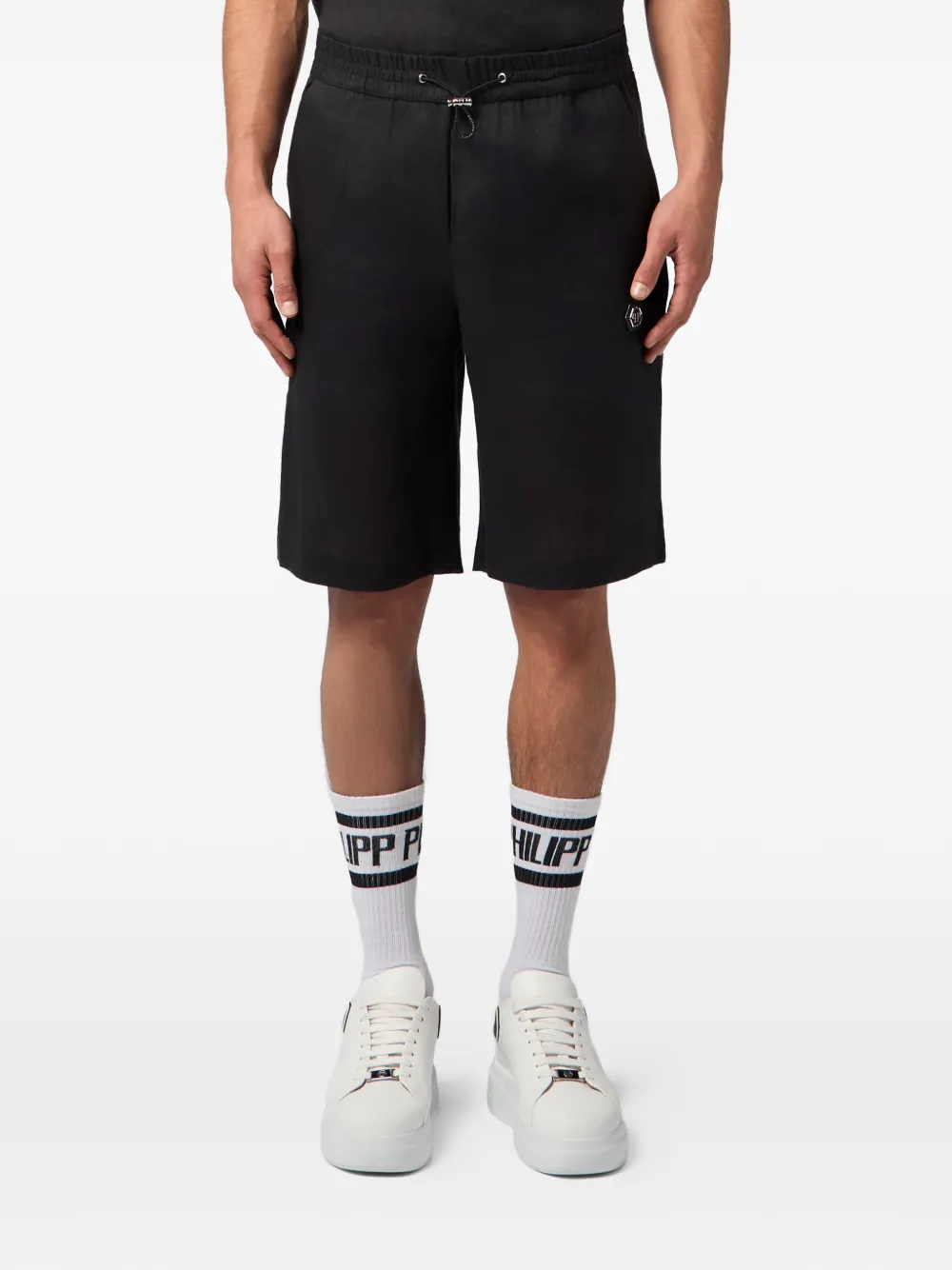Philipp Plein Shorts met trekkoord-tailleband Zwart