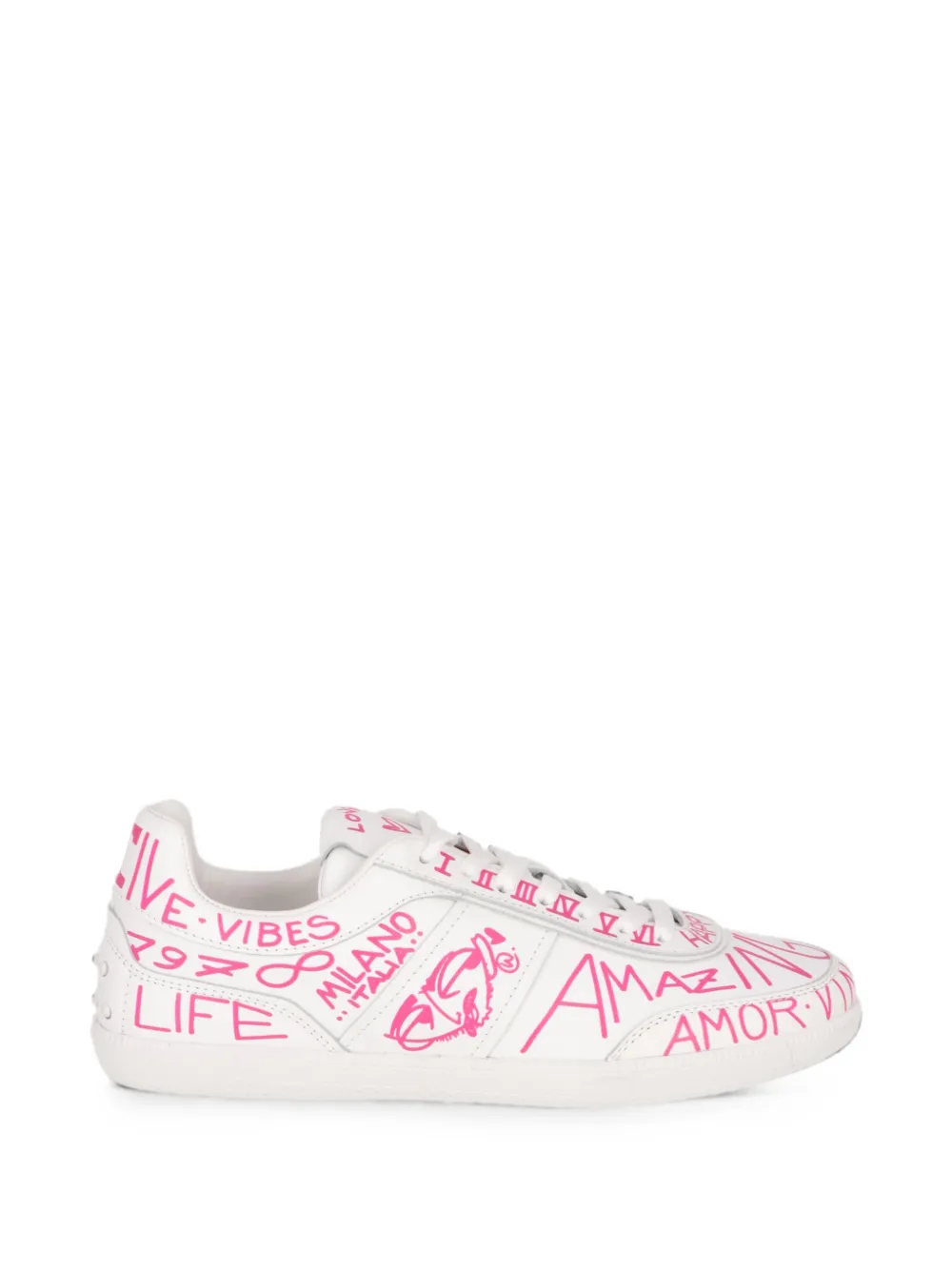 Tod's graffiti-print leather sneakers Wit