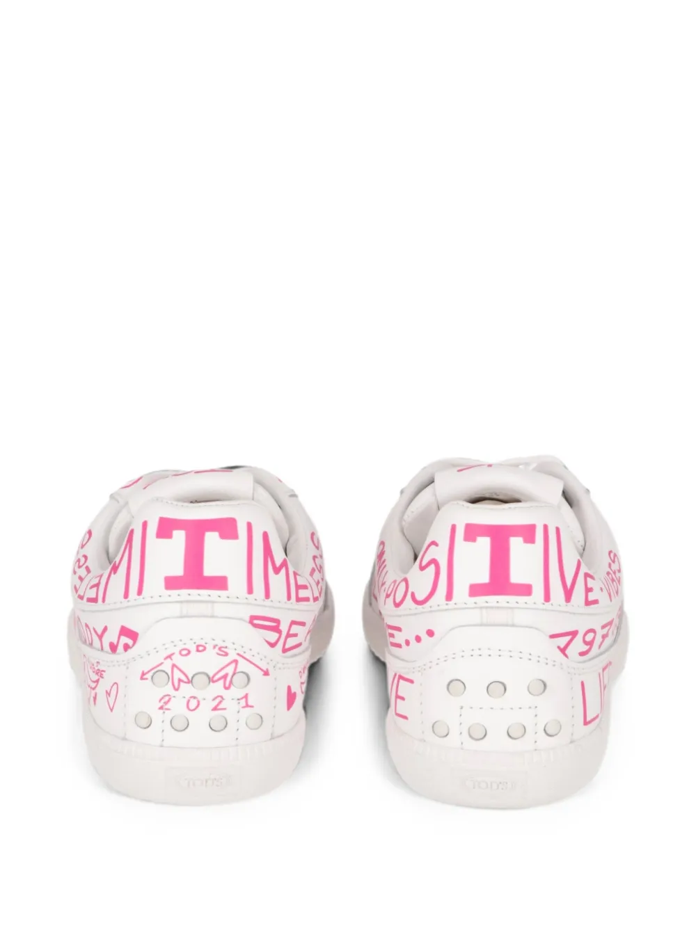 Tod's graffiti-print leather sneakers Wit