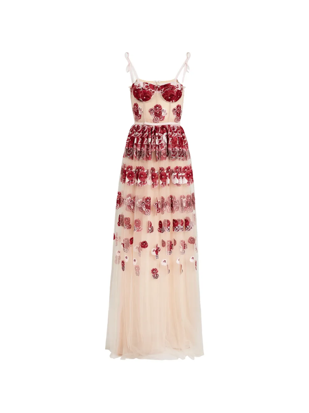 Giambattista Valli Ruby Pansies floral embroidered dress - Toni neutri