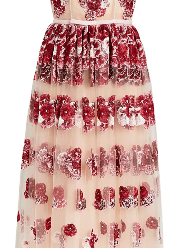 sachin and babi light blue dress Giambattista Valli Ruby Pansies Floral Embroidered Dress | Neutrals