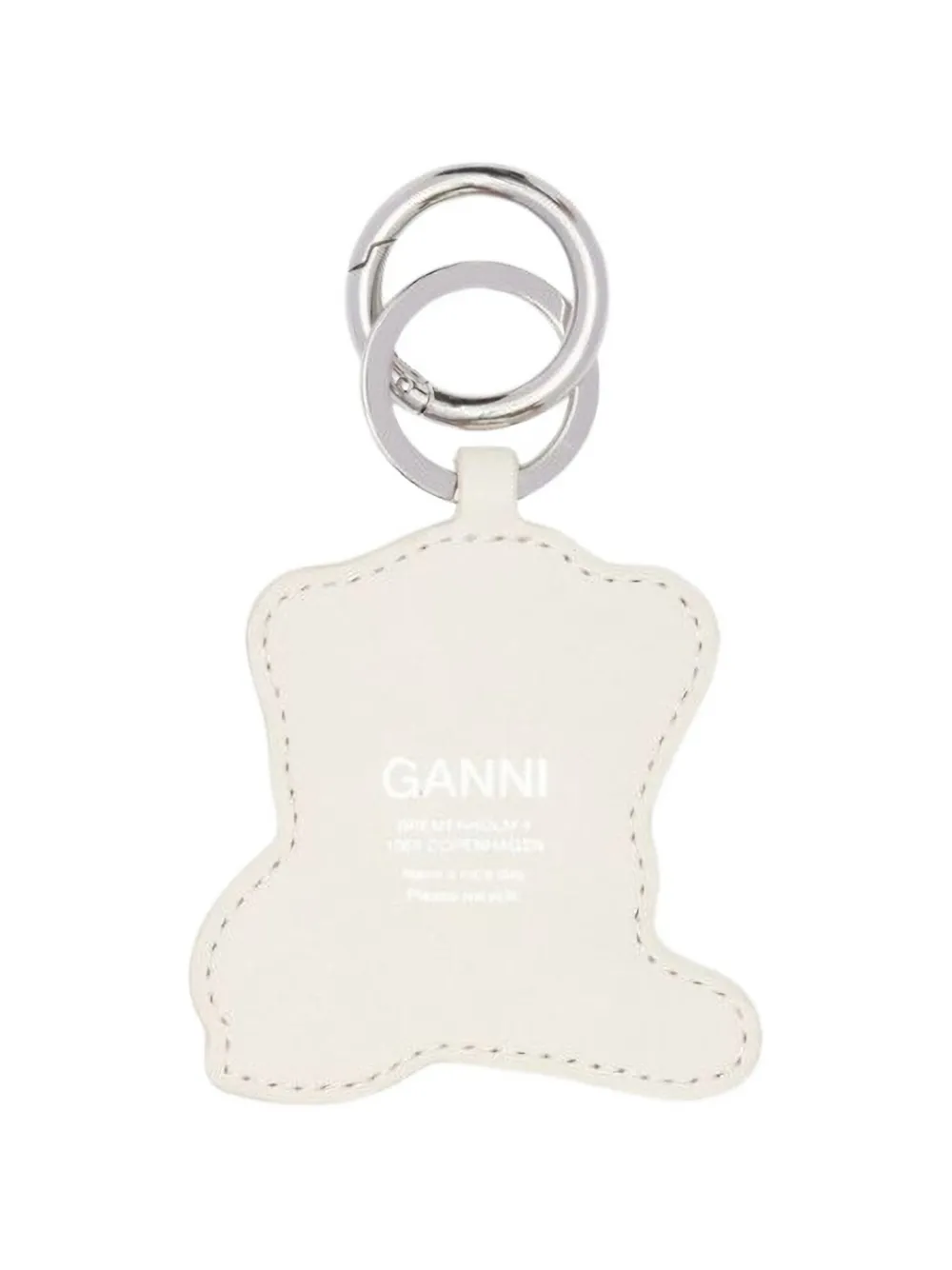 Ganni Baby Leopard-print Keyring - Neutrals 