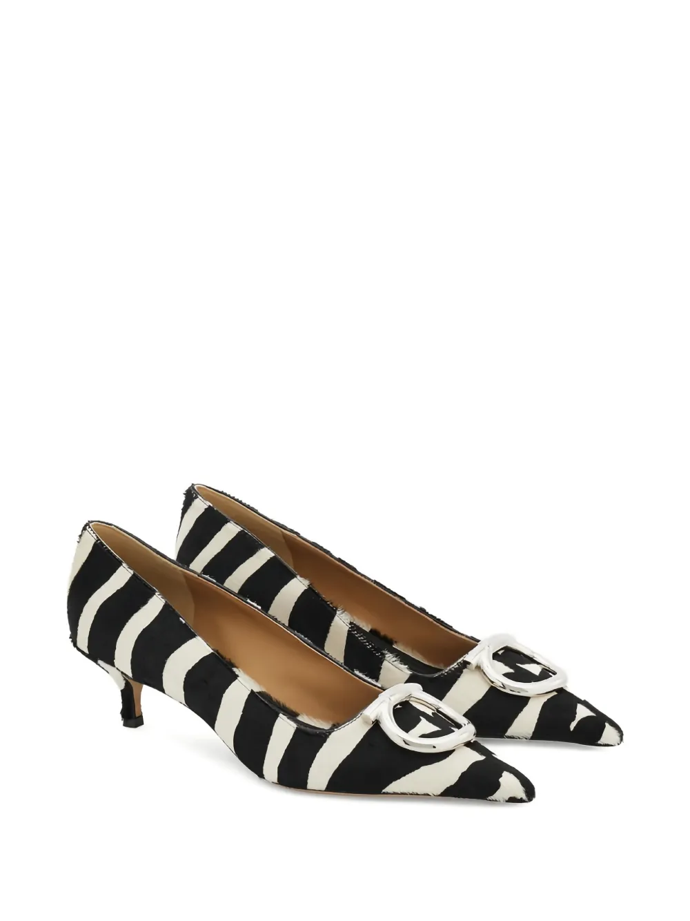 Ferragamo Maxi Gancini pumps met zebra-print en gesp Wit