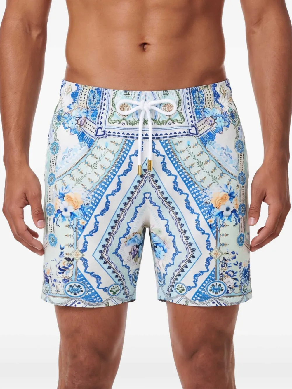 Camilla Boardshorts met elastische taille en hartdetail Wit