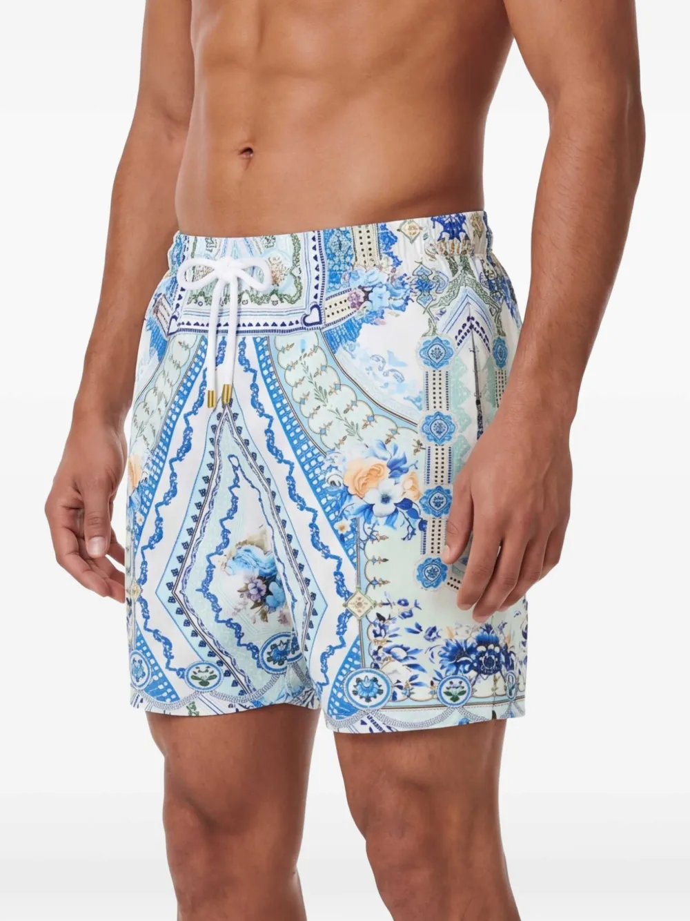 Camilla Boardshorts met elastische taille en hartdetail Wit