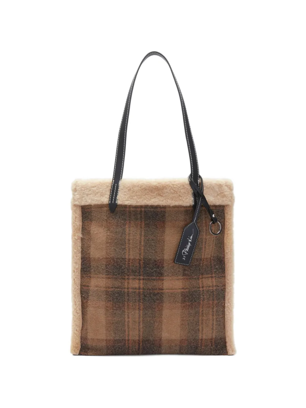 3.1 Phillip Lim plaid shearling trim tote - Marrone