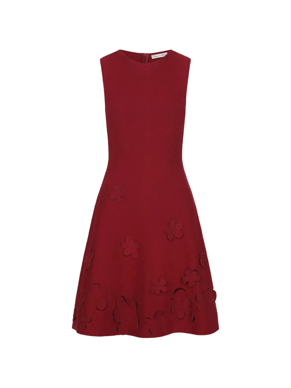 Oscar de la Renta laser-cut floral knit dress - Rosso