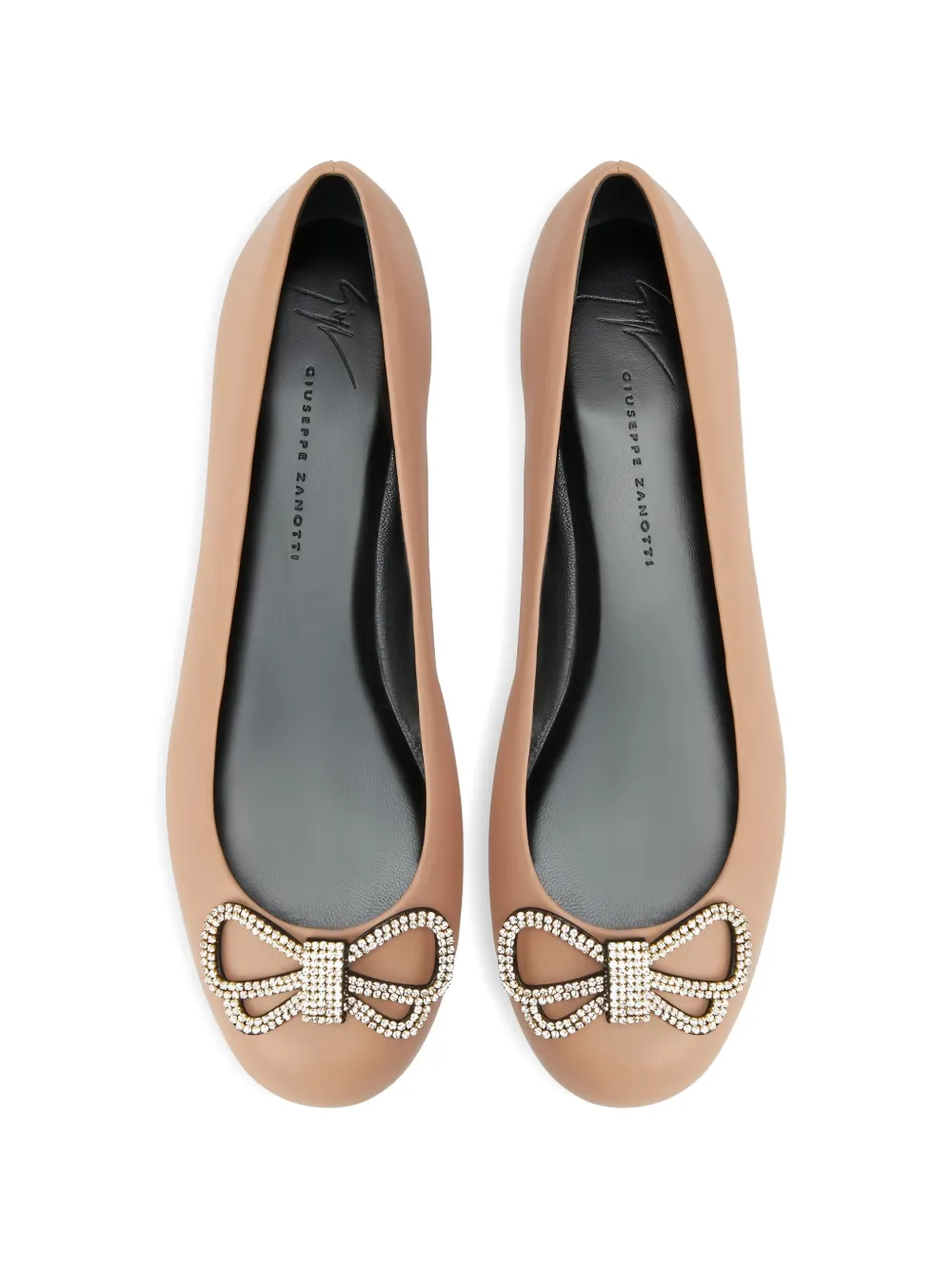 Giuseppe Zanotti Ballerina's verfraaid met strik Beige