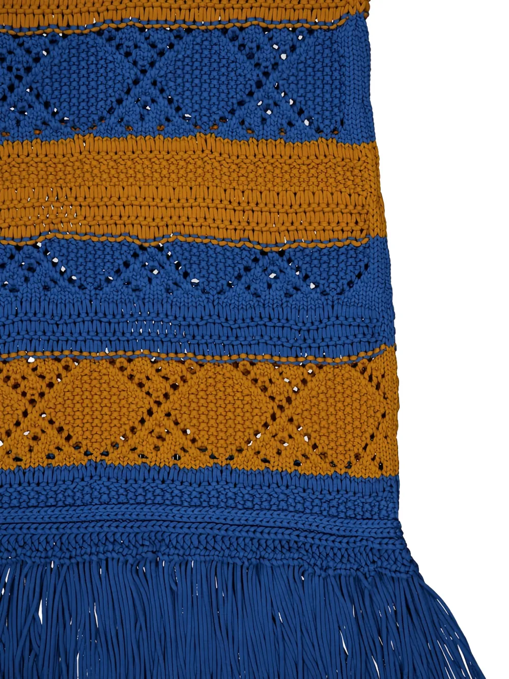 La DoubleJ Jurk met franje en stiksel Blauw