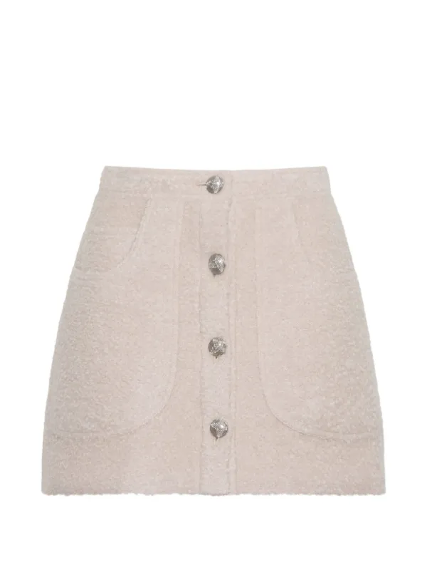 Adam Lippes Brushed Bouclé Maisey Skirt in Neutrals