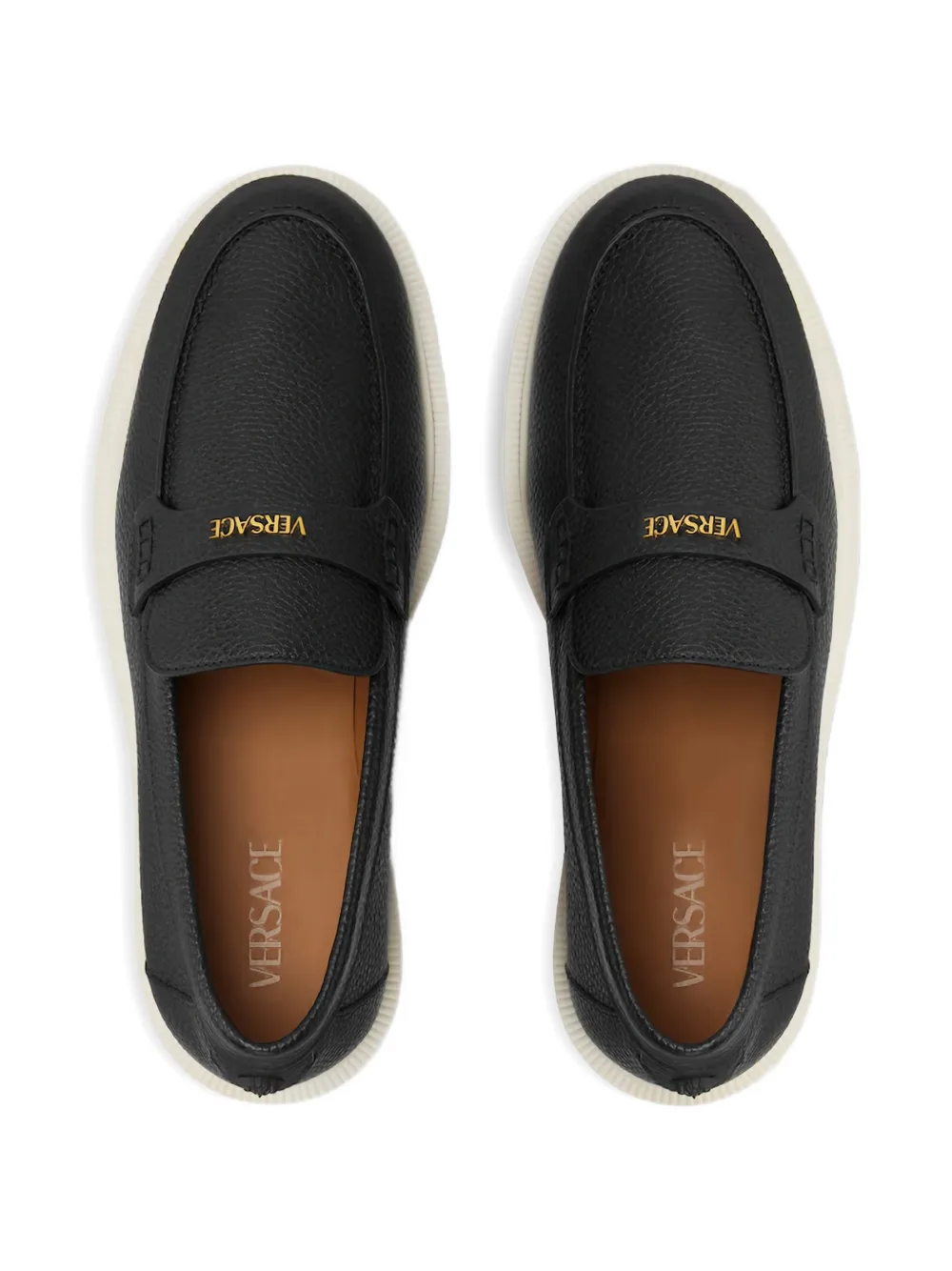 Versace Loafers met Medusa-plakkaat en ronde neus Zwart