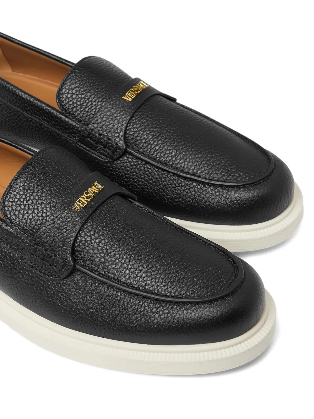 Versace Loafers met Medusa-plakkaat en ronde neus Zwart