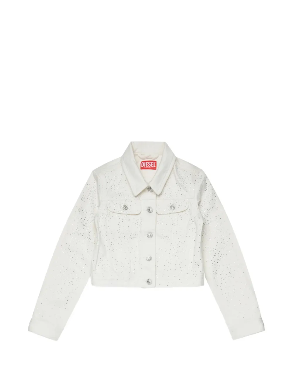 Diesel Kids logo stud cotton denim jacket - Bianco
