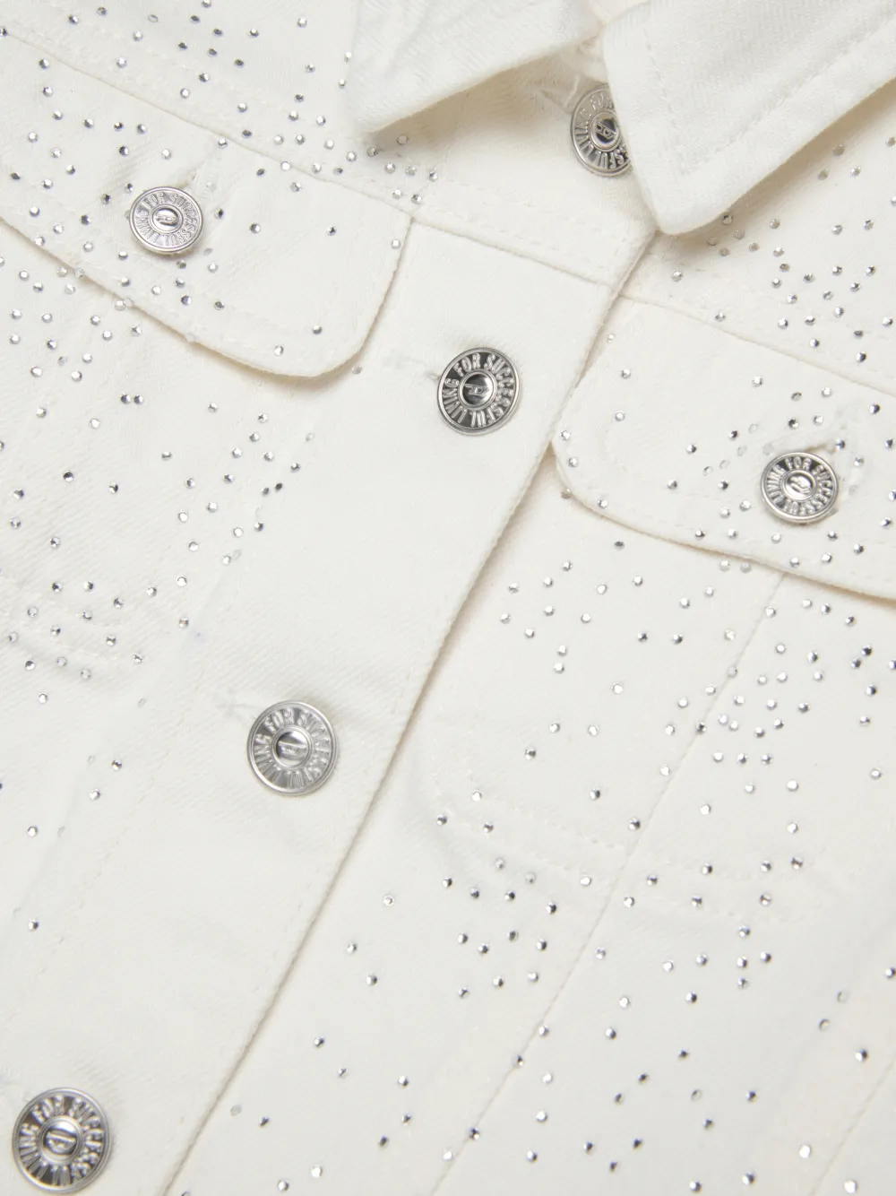 Diesel Kids Katoenen spijkerjack met logo-studs Wit