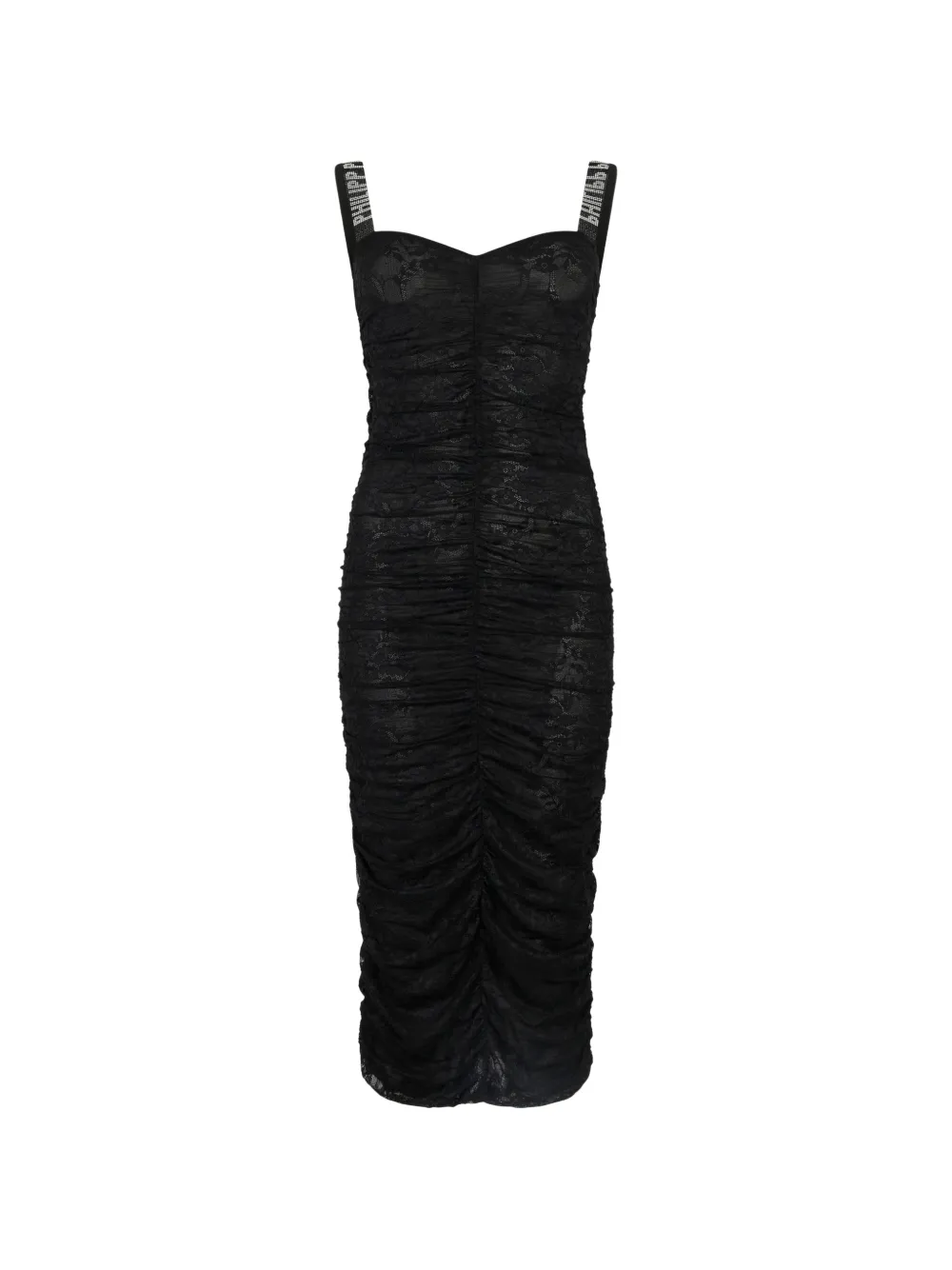 Philipp Plein Wrinkled lace dress - Schwarz