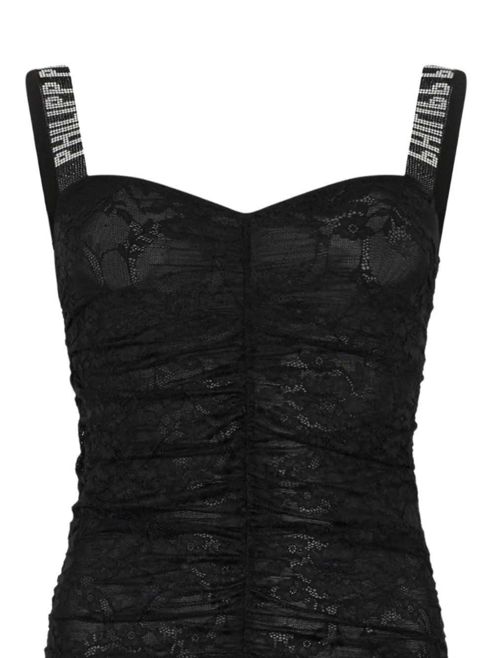 Philipp Plein Midi-jurk met gekreukt kant Zwart