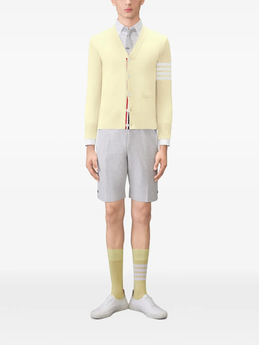 Thom Browne 4-bar klassiek vest van merinowol met V-hals Geel