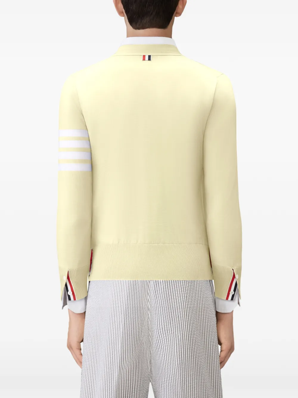 Thom Browne 4-bar klassiek vest van merinowol met V-hals Geel
