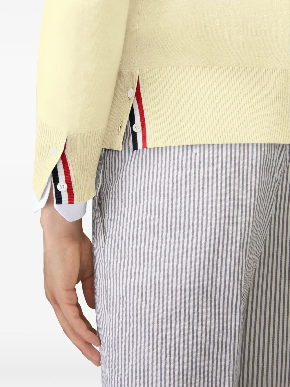 Thom Browne 4-bar klassiek vest van merinowol met V-hals Geel
