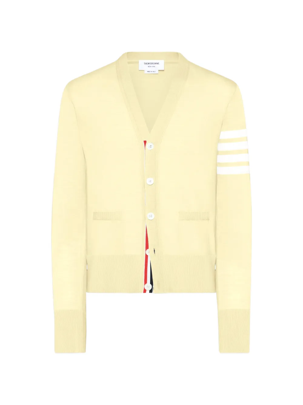 Thom Browne merino wool 4-Bar classic V-neck cardigan - Giallo