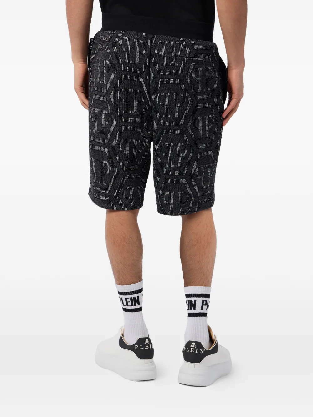 Philipp Plein Shorts met logo-detail en monogram Zwart