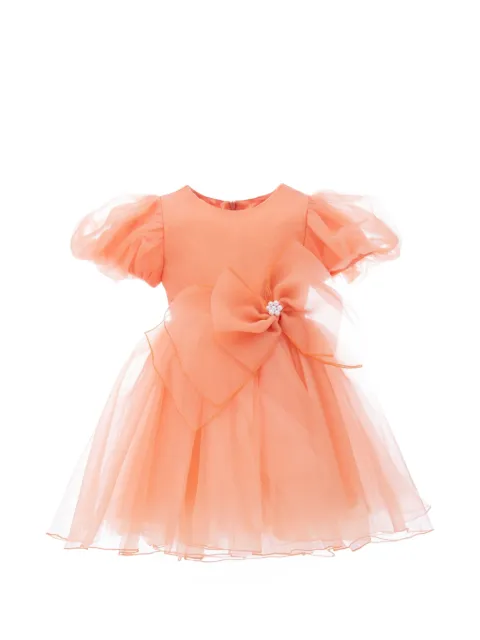 Tulleen vestido con mangas farol y moño